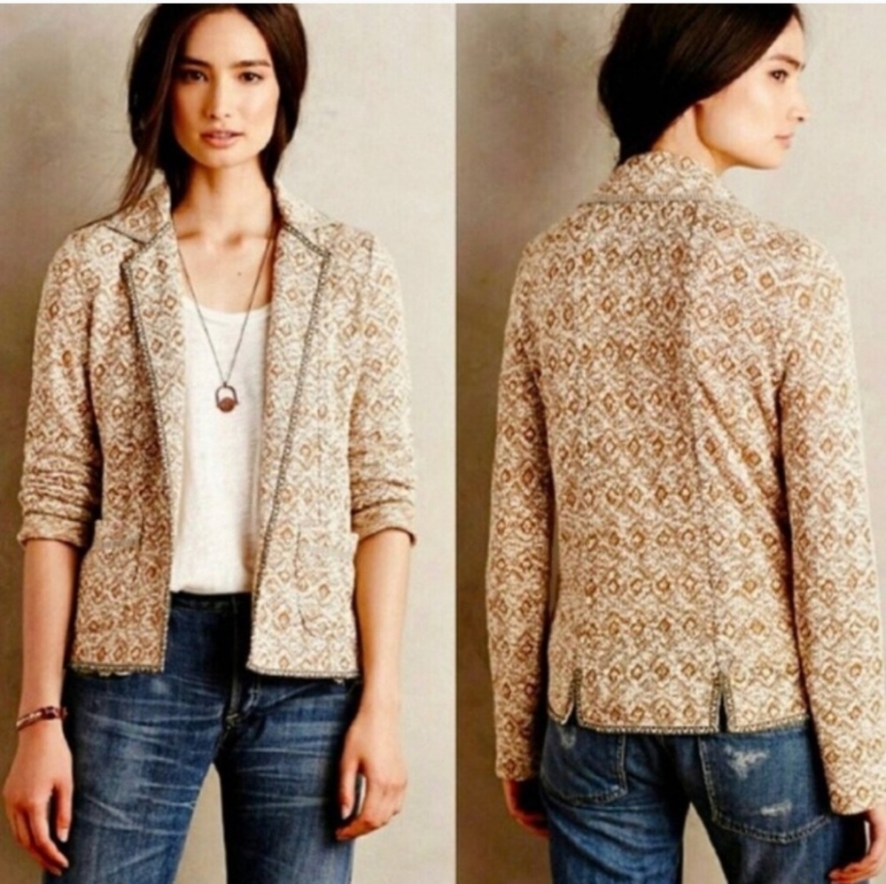 ANTHROPOLOGIE Paracas Knit Jacquard Blazer {A9}